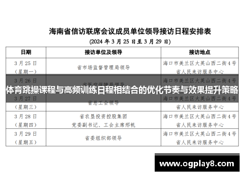 体育跳操课程与高频训练日程相结合的优化节奏与效果提升策略